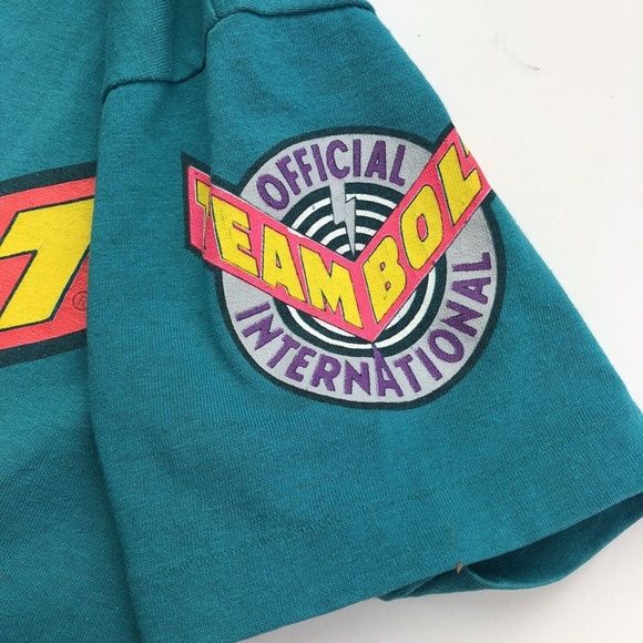 Vintage 90s Team Lightning Bolt Single Stitch USA T-Shirt Youth M Adult XXS - Picture 3 of 12